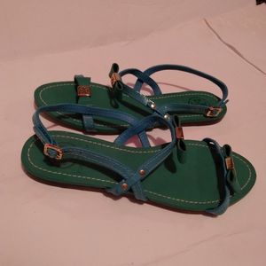 Tory Burch green signature sandals. Size 6.5